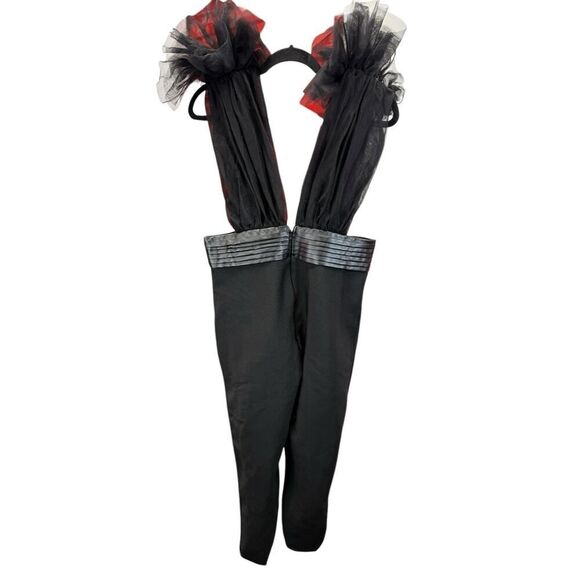 Fashion Nova Black Bandage Jumpsuit Tulle Detail Faux Leather Waistband L - Picture 6 of 12